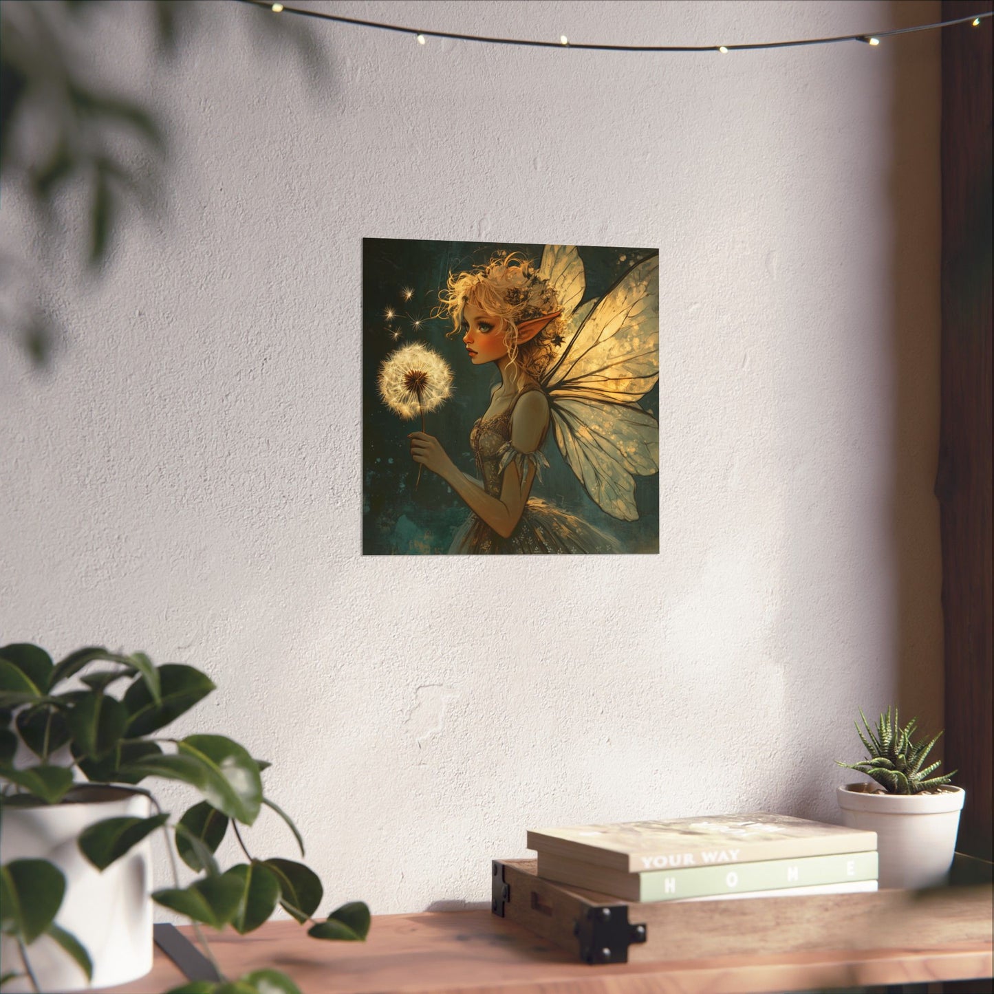 Best Wishes For You - Fairy with Dandelion - Flowers & Fairies Series - Enchanting Wall Art - Vertical Poster - Whimsical Wall Art for Dreamers