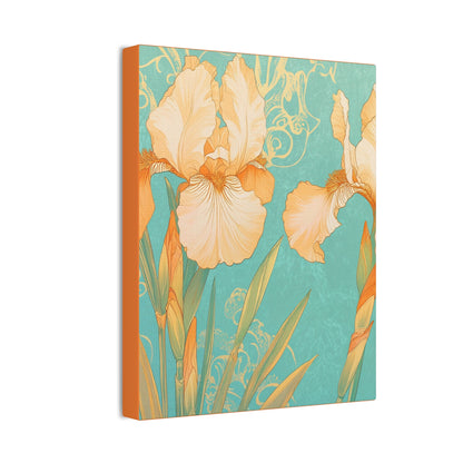 Iris Flowers on Turquois - Stretched Canvas