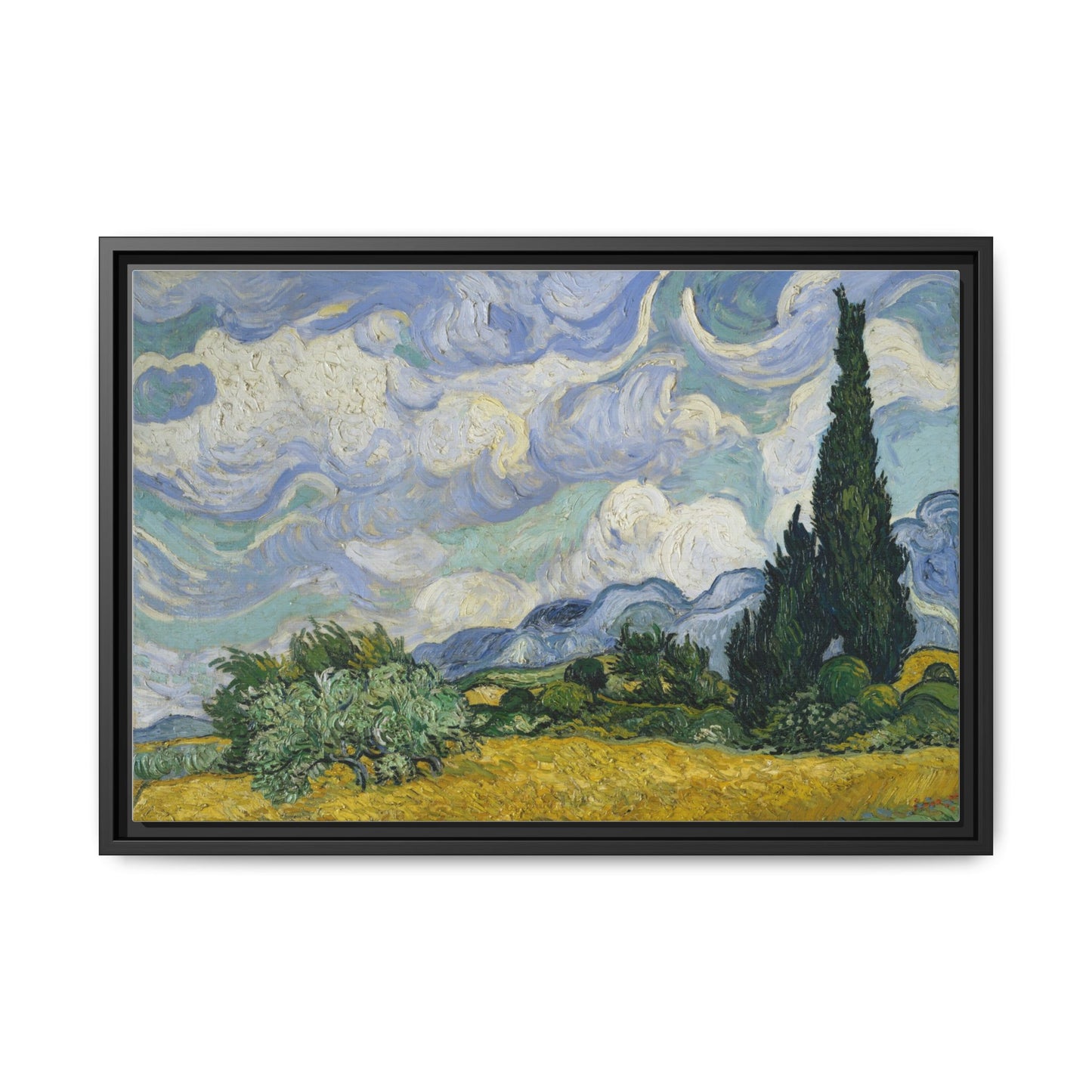 Van Gogh - Wheat Field with Cypresses - Museum Collection - Framed Canvas Print