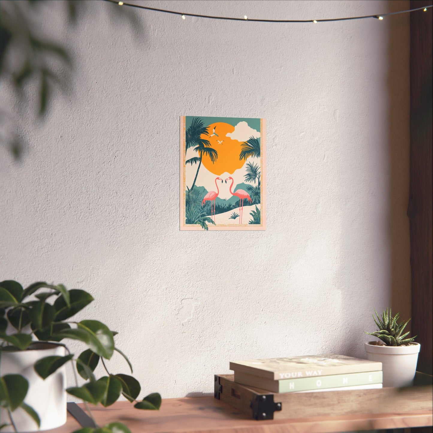Welcome to Miami - Tropical Flamingo Poster - Boho Wall Art - Bohemian Art Prints - Home Décor