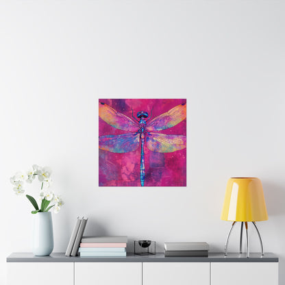 Magenta Dragonfly Watercolor Art Print - Matte Vertical Posters