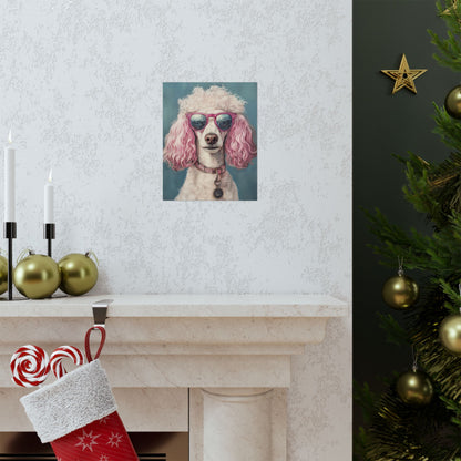 Poodle with Pink Sunglasses - Fine Art Print Poster - Whimsical Animals Series - Wall Art for Dog Lovers