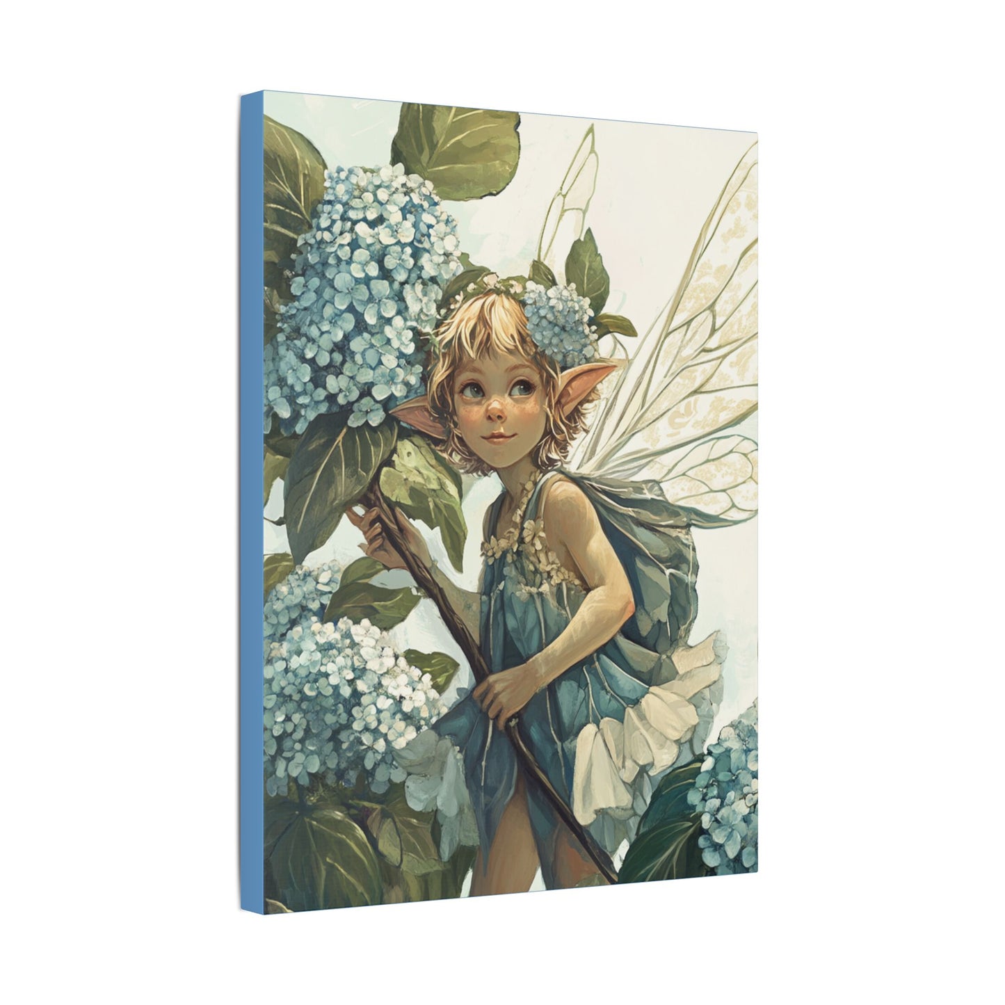 Blue Hydrangea - Flowers & Fairies Collection - Fine Art Print on Canvas