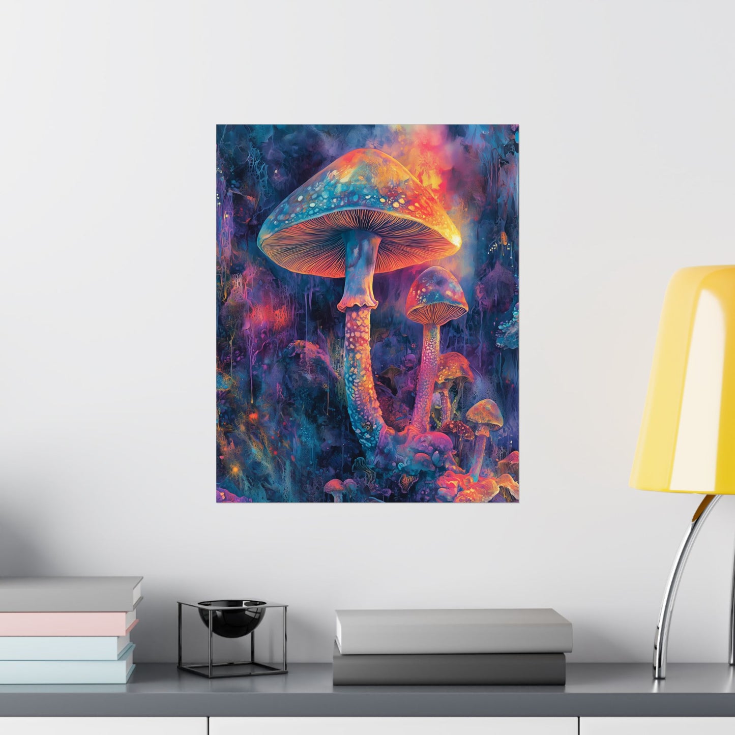 Trippy Mushrooms Poster - Psychedelic Wall Art - Vibrant Fine Art Print - Bedroom Posters - Home Décor