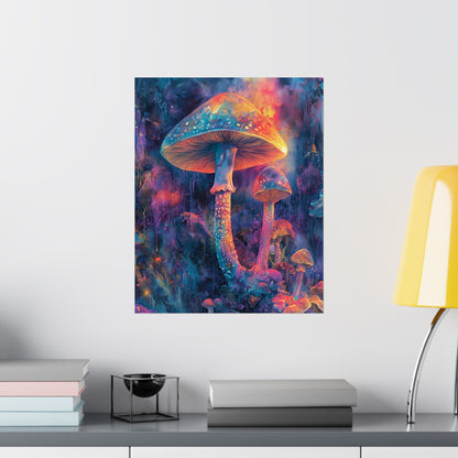 Trippy Mushrooms Poster - Psychedelic Wall Art - Vibrant Fine Art Print - Bedroom Posters - Home Décor