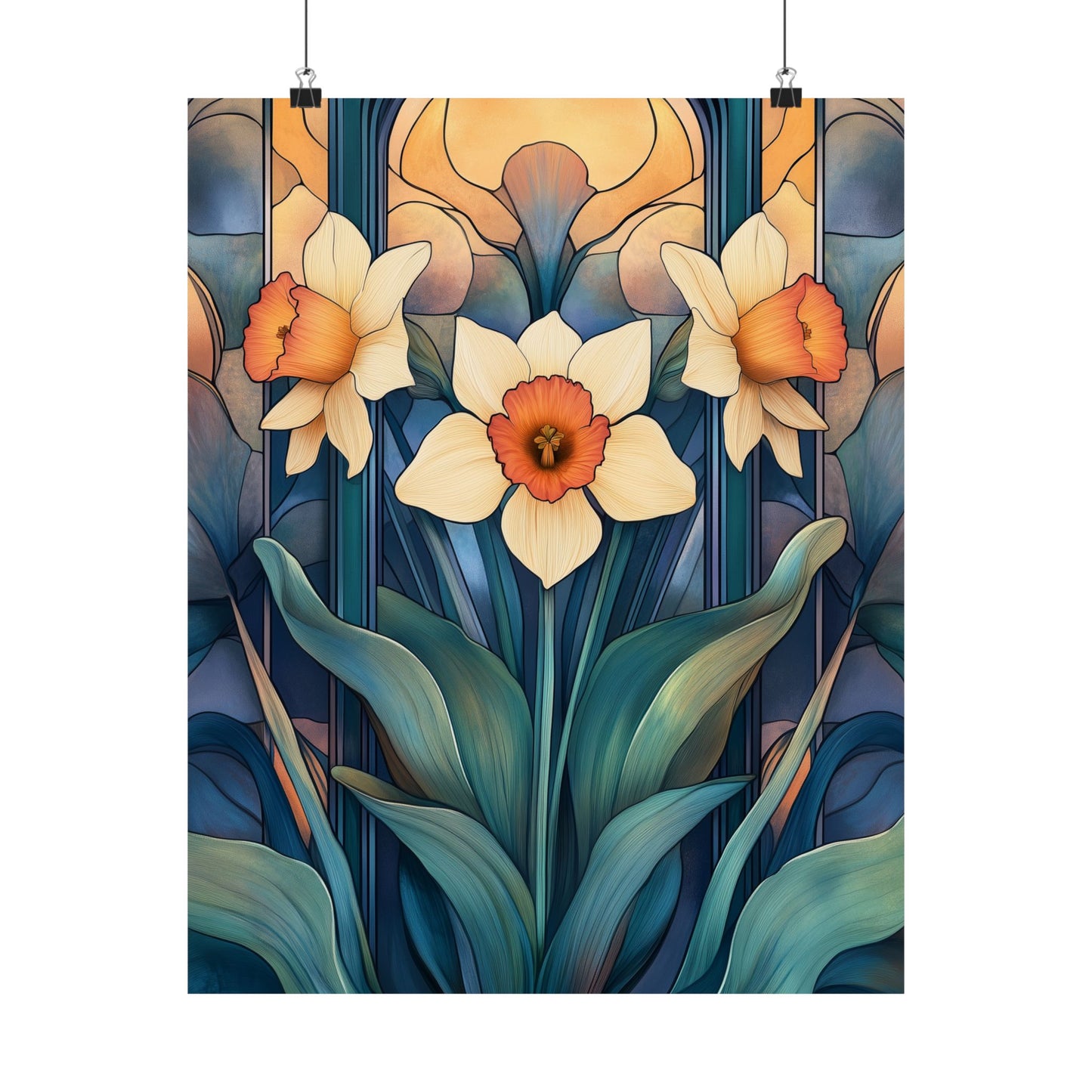 Elegant Daffodil Floral Fine Art Print - Matte Vertical Poster - Daffodil Art Print for Home Décor