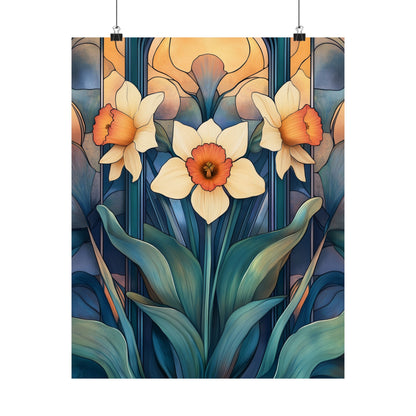 Elegant Daffodil Floral Fine Art Print - Matte Vertical Poster - Daffodil Art Print for Home Décor