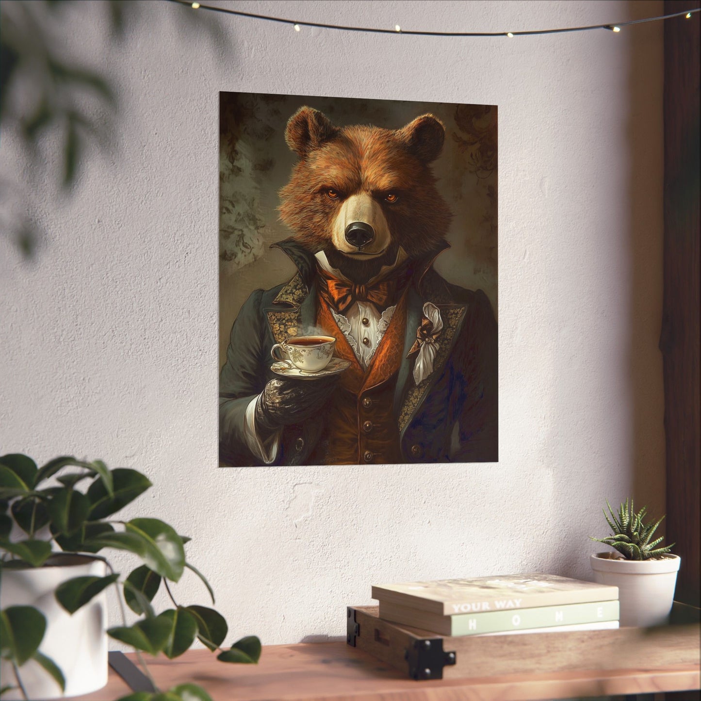 Well, Excuse Me - The Gentleman - Bear Portrait - Whimsical Animals - Poster - Unique Wall Art