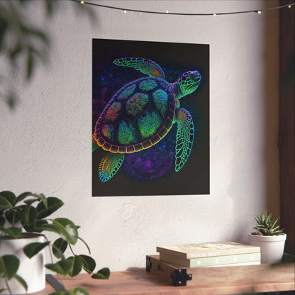 Trippy Turtle - Nautical Fine Art Print - Matte Vertical Poster - Ocean Art for Beach Lovers