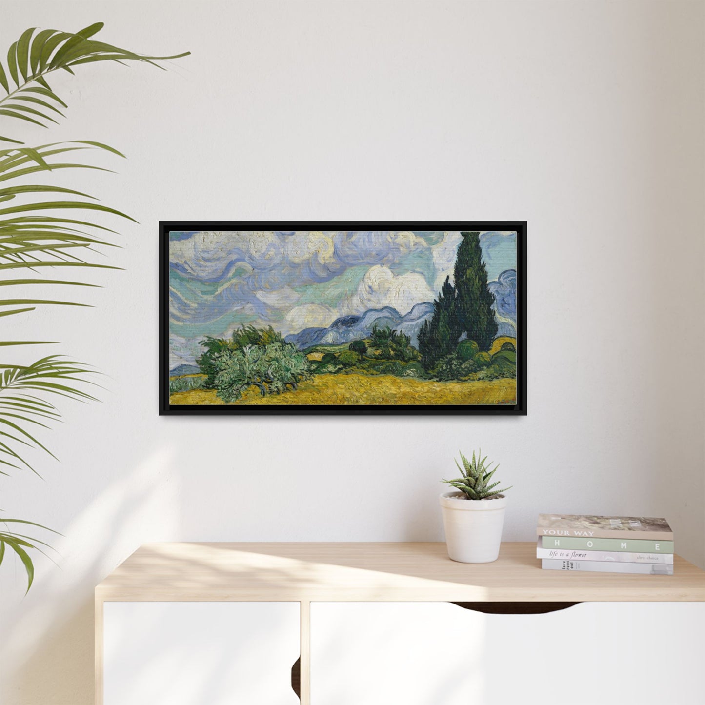 Van Gogh - Wheat Field with Cypresses - Museum Collection - Framed Canvas Print