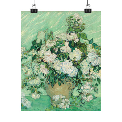 White Roses Painting - Fine Art Prints - Vintage Painting Prints - Elegant Floral - Matte Vertical Poster - White Roses Art Print