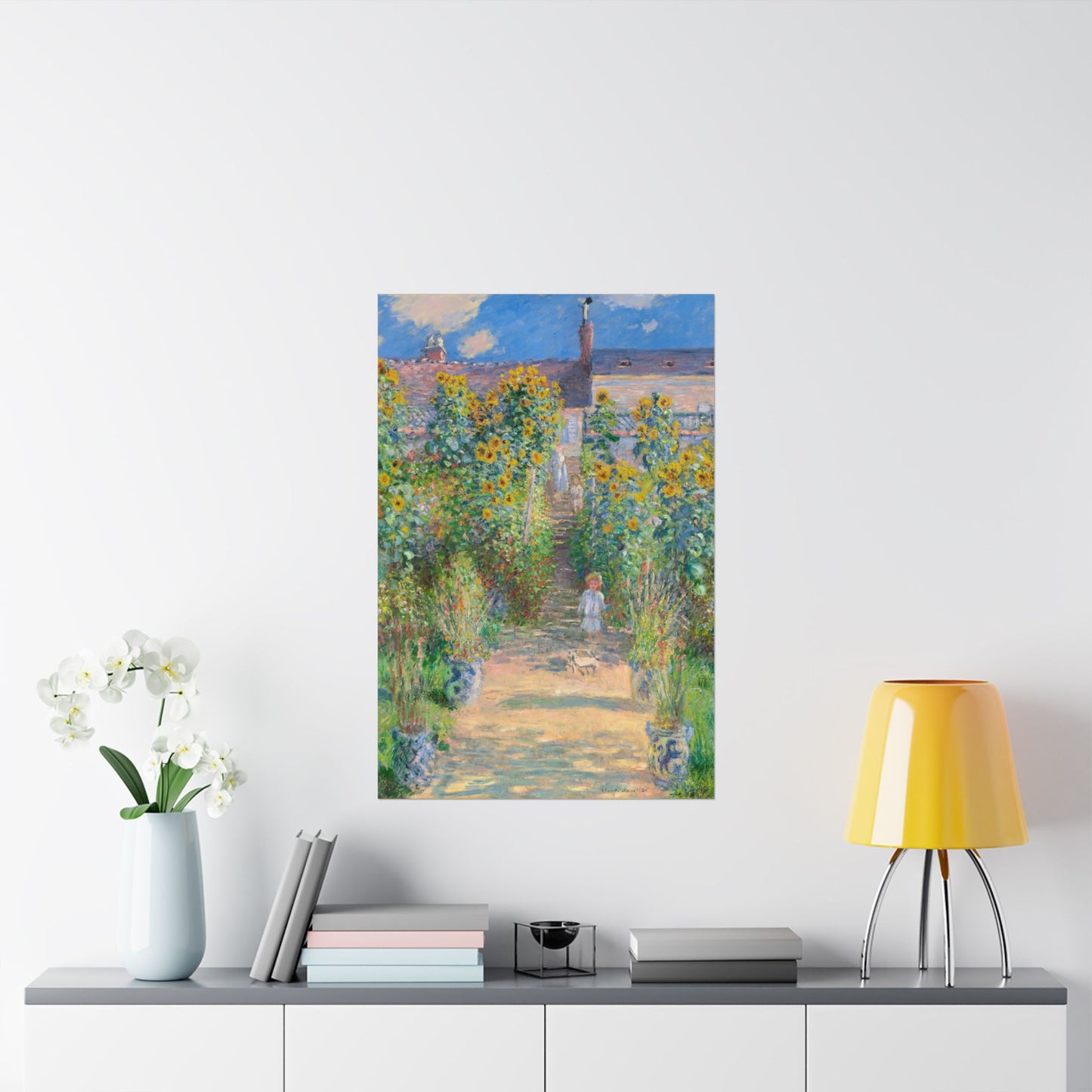 Monet - Garden at Vétheuil Sunflower Fine Art Print