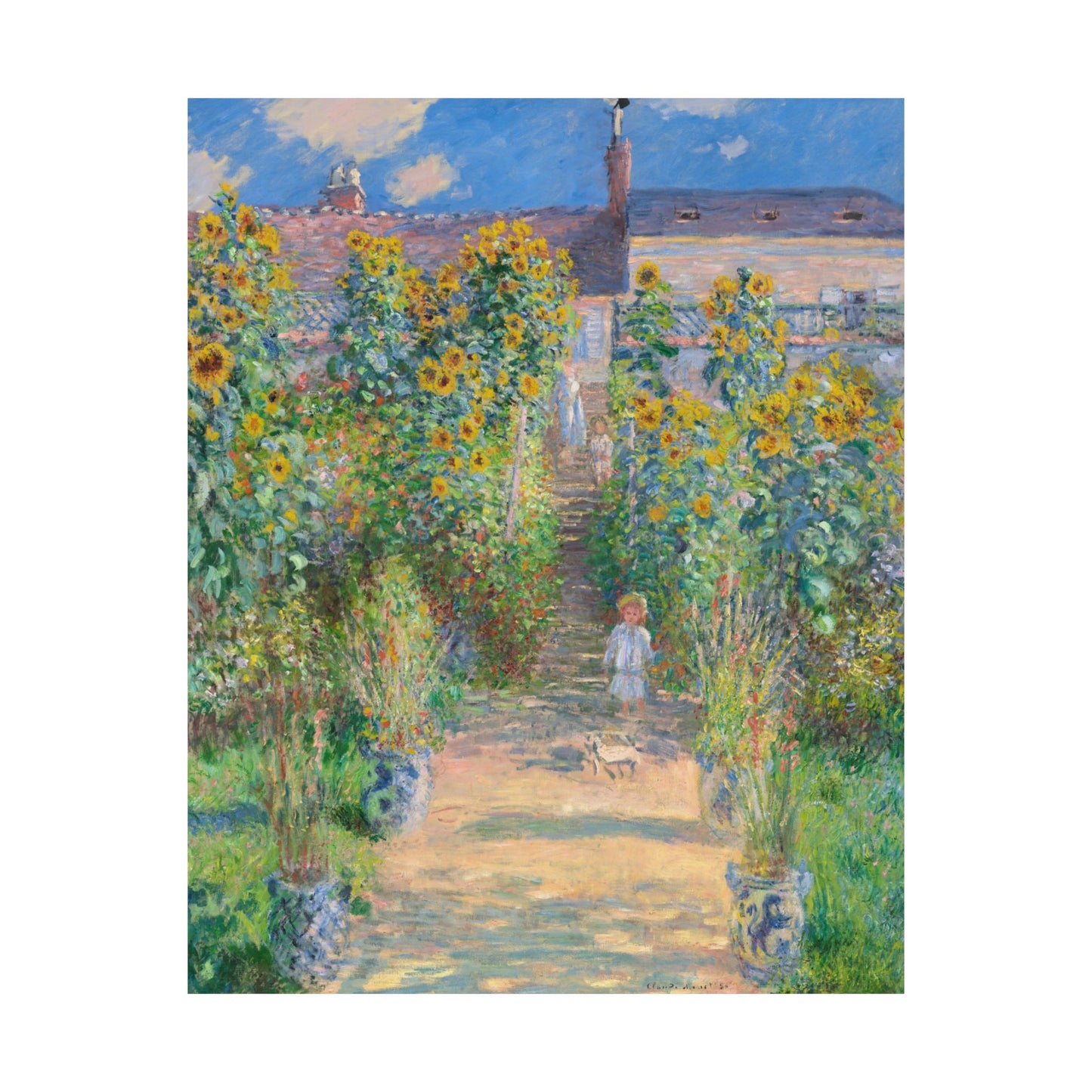 Monet - Garden at Vétheuil Sunflower Fine Art Print