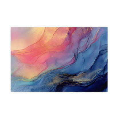 Muse (Style C) - Modern Abstract Fluid Art - Blue/Pink with Gold Highlights - Giclee Fine Art Print