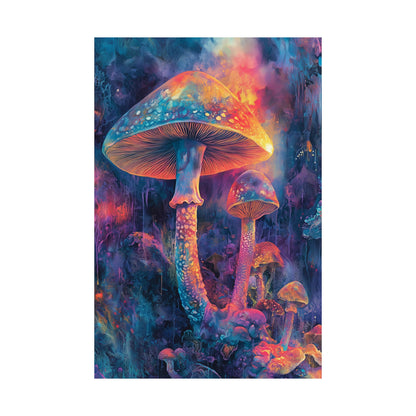 Trippy Mushrooms Poster - Psychedelic Wall Art - Vibrant Fine Art Print - Bedroom Posters - Home Décor