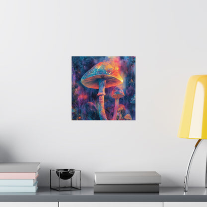 Trippy Mushrooms Poster - Psychedelic Wall Art - Vibrant Fine Art Print - Bedroom Posters - Home Décor