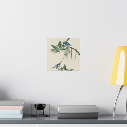 Vintage Bluebirds Botanical Print - Nature-Inspired Art - Matte Vertical Poster with Bluebirds