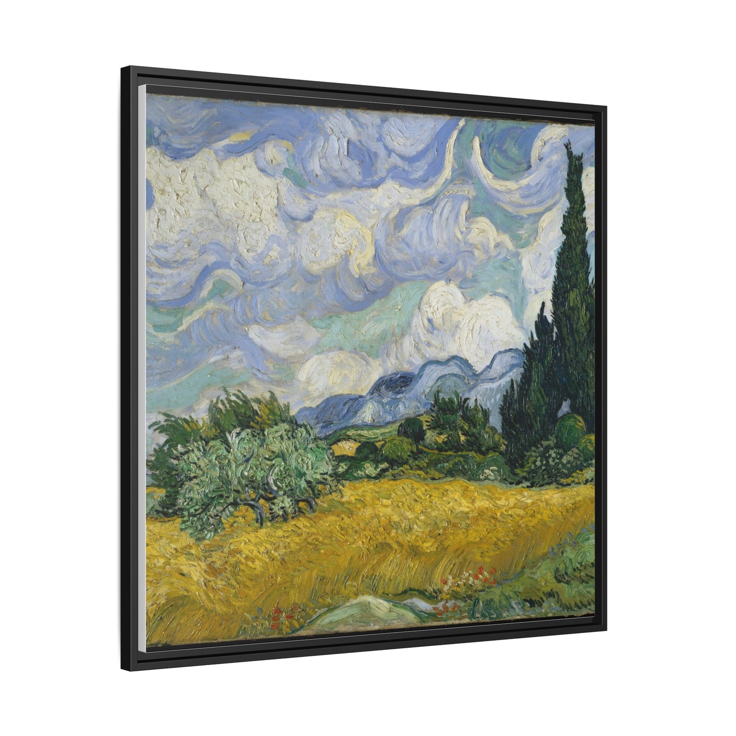 Van Gogh - Wheat Field with Cypresses - Museum Collection - Framed Canvas Print