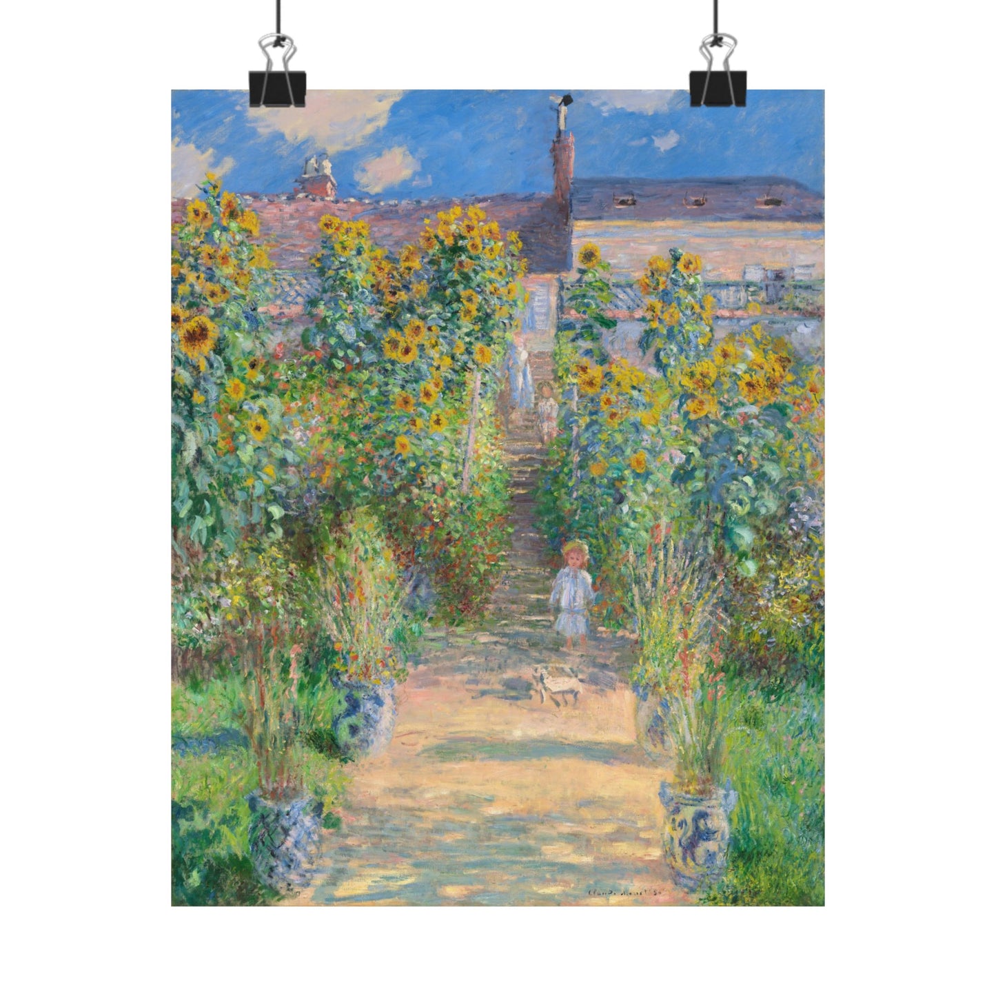 Monet - Garden at Vétheuil Sunflower Fine Art Print