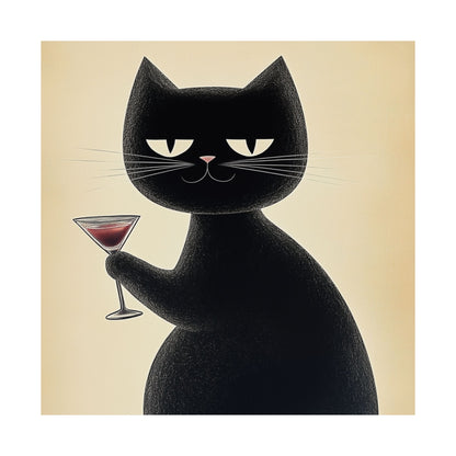 Cat with a Cocktail - Cat Café Series - Fine art print - Matte Vertical Wall Art  - Poster Print - for Cat Lovers