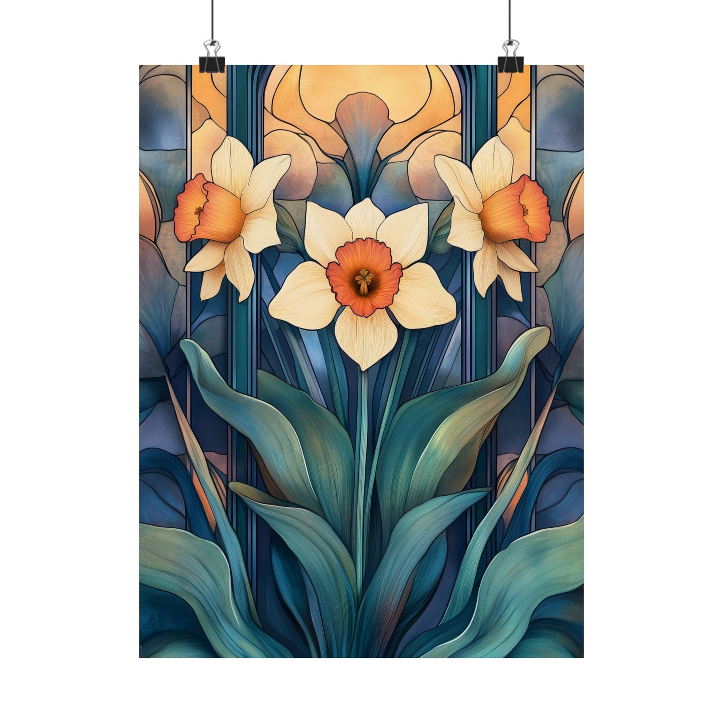 Elegant Daffodil Floral Fine Art Print - Matte Vertical Poster - Daffodil Art Print for Home Décor