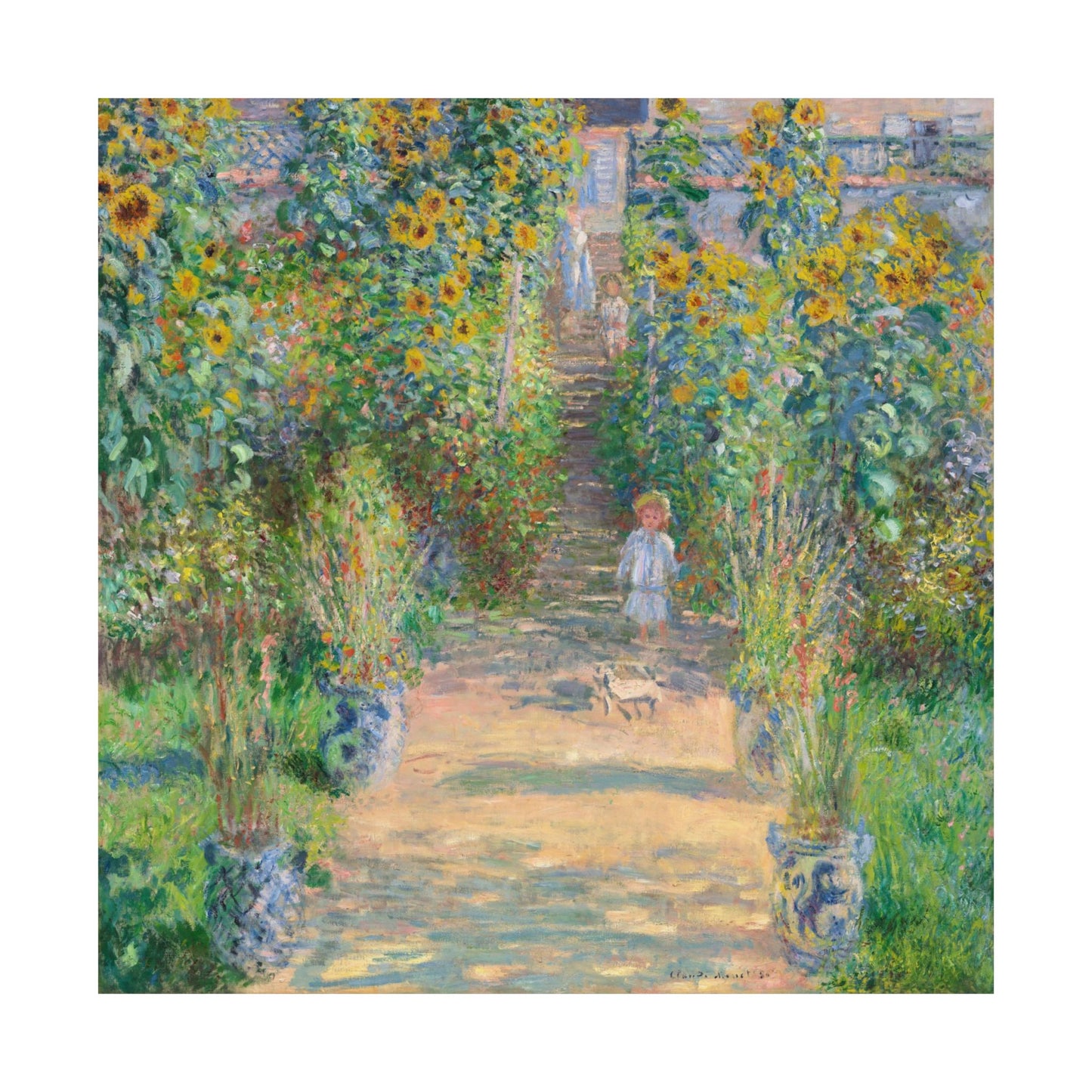Monet - Garden at Vétheuil Sunflower Fine Art Print