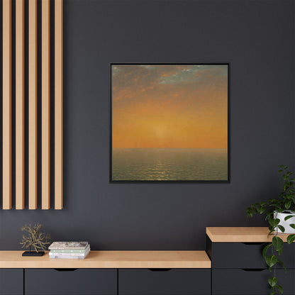 John Frederick Kensett : Sunset on the Sea (1872) - Museum Collection - Framed Canvas Print