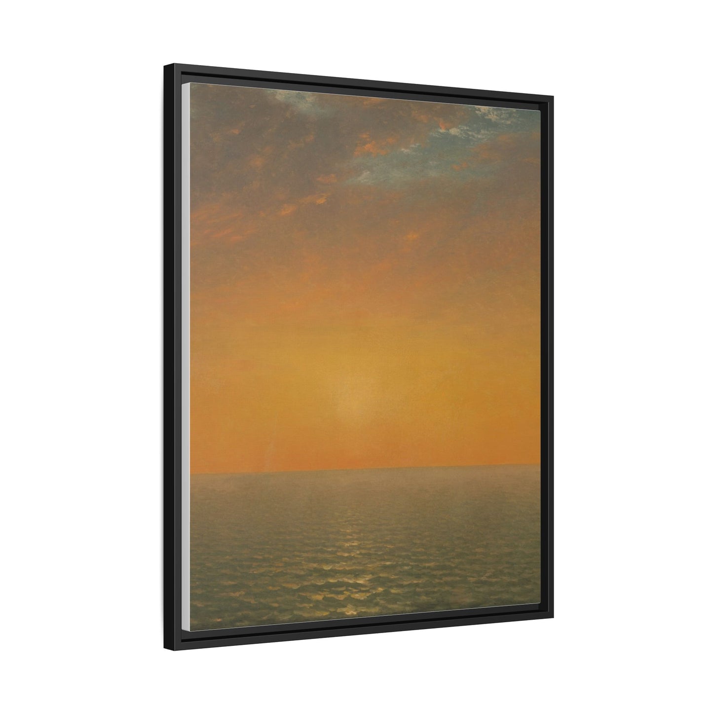 John Frederick Kensett : Sunset on the Sea (1872) - Museum Collection - Framed Canvas Print
