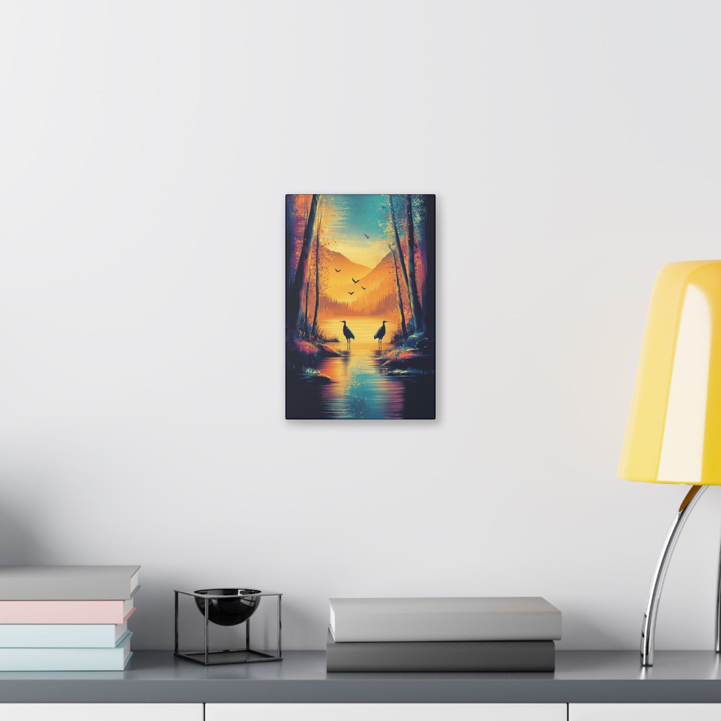 Cranes at Sunset - Delight in Nature Series - Fine Art Print on Canvas