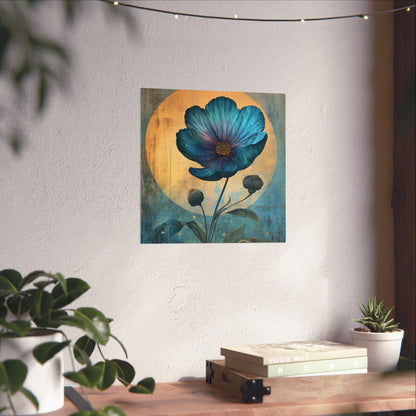 Blue Cosmos Moonlit Botanical Fine Art Print