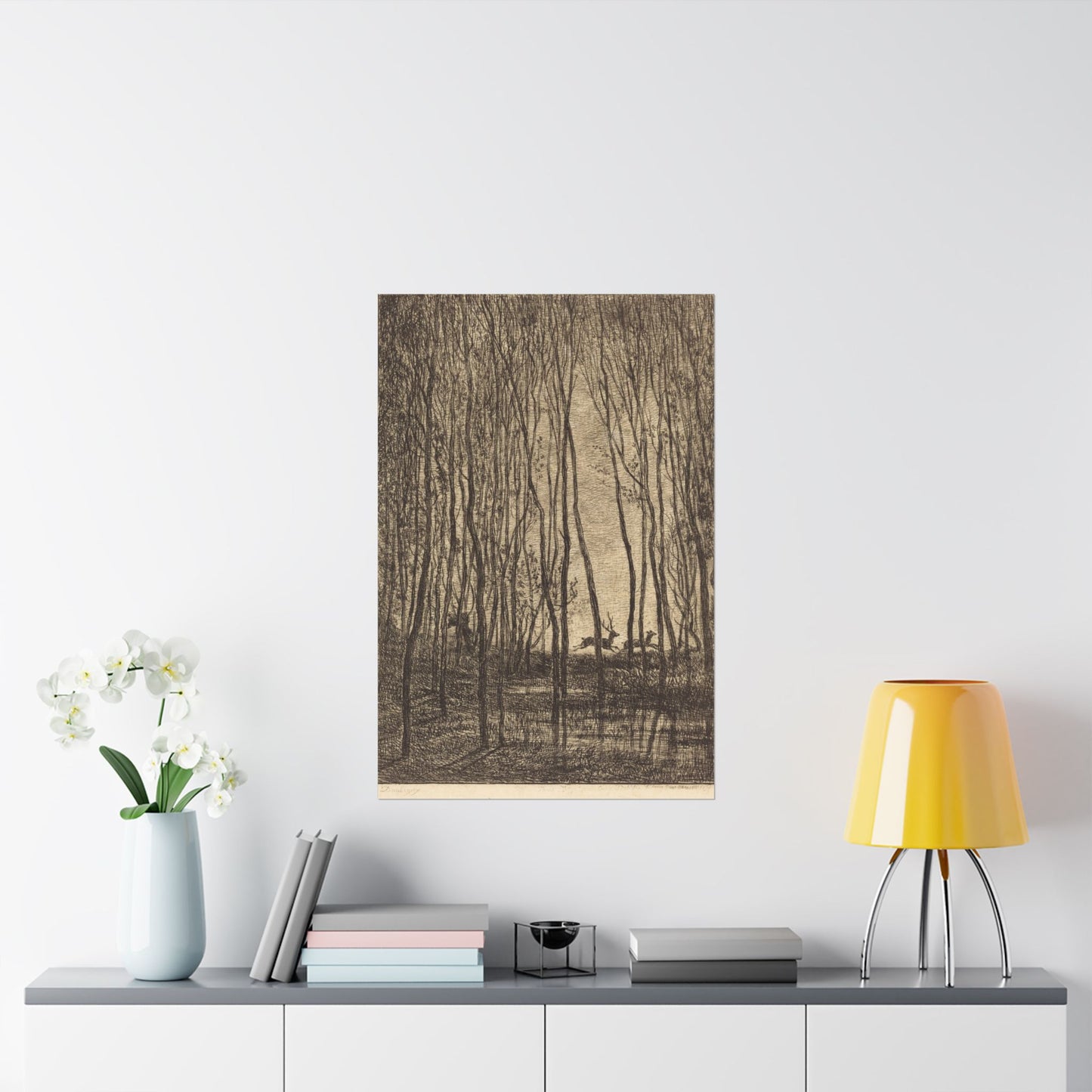 Deer Running Through Woods Nature Fine Art Print