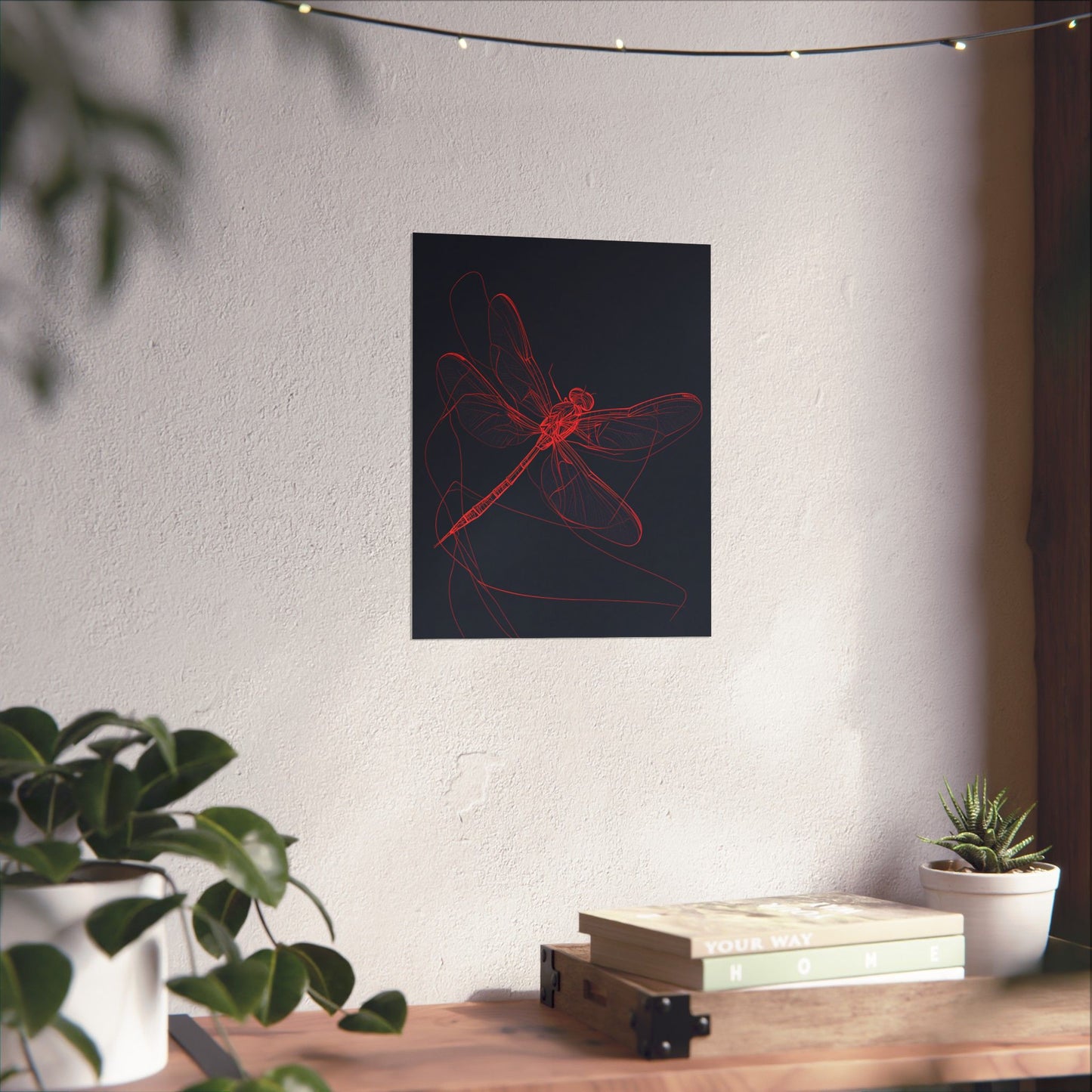 Red Dragonfly Fine Art Print -  Matte Poster – Modern Wall Art for Nature Lovers - Minimalist