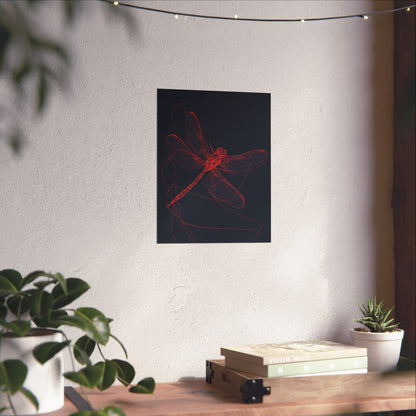 Red Dragonfly Fine Art Print -  Matte Poster – Modern Wall Art for Nature Lovers - Minimalist