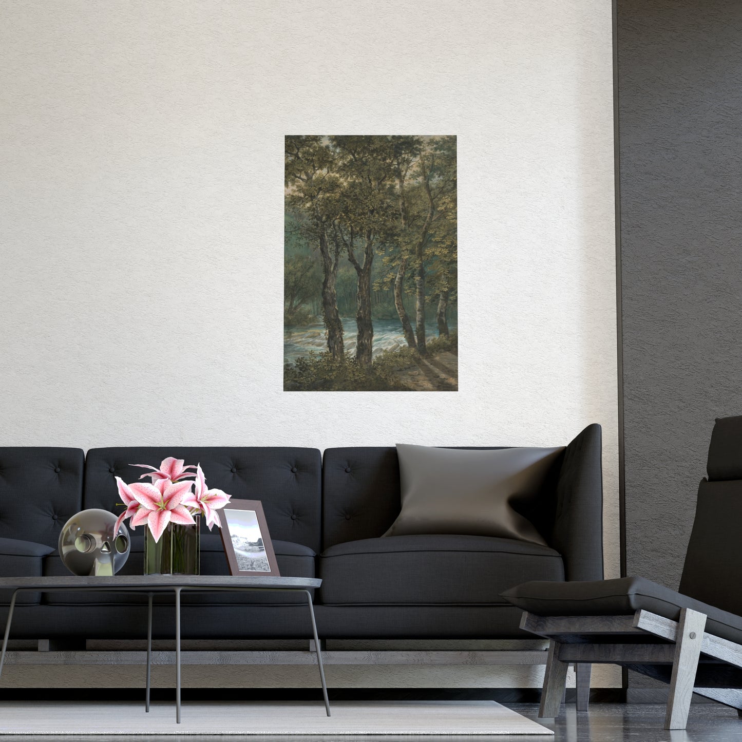 Sunlight Through Trees River Sihl - Forest Landscape Fine Art Poster