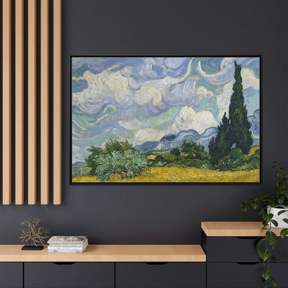 Van Gogh - Wheat Field with Cypresses - Museum Collection - Framed Canvas Print