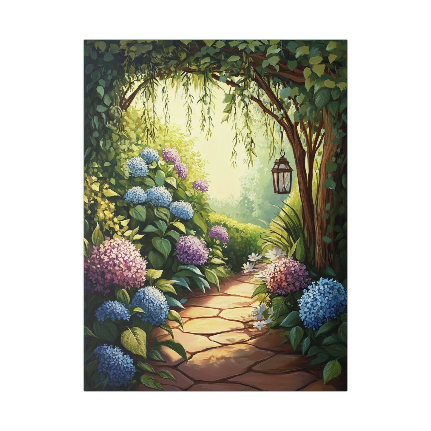 Hydrangea Courtyard - Secret Garden Series - Fine Art Print on Canvas