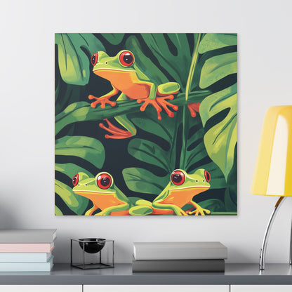 Tree Frog Trio - Garden Friends Series - Fine Art Print on Canvas