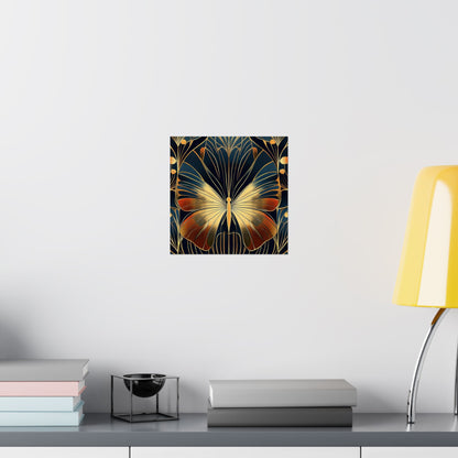 Art Deco Golden Butterfly Fine Art Print - Matte Vertical Poster - Vibrant Home Décor - Chic Style