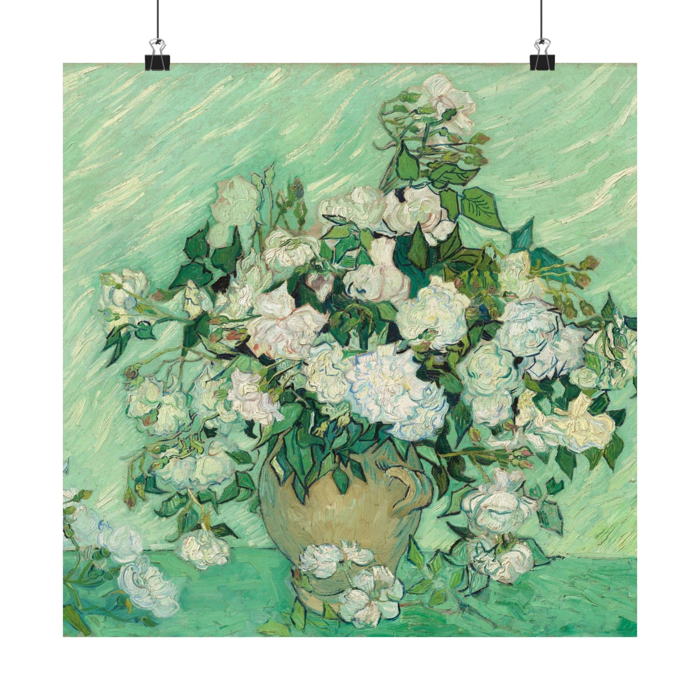 White Roses Painting - Fine Art Prints - Vintage Painting Prints - Elegant Floral - Matte Vertical Poster - White Roses Art Print