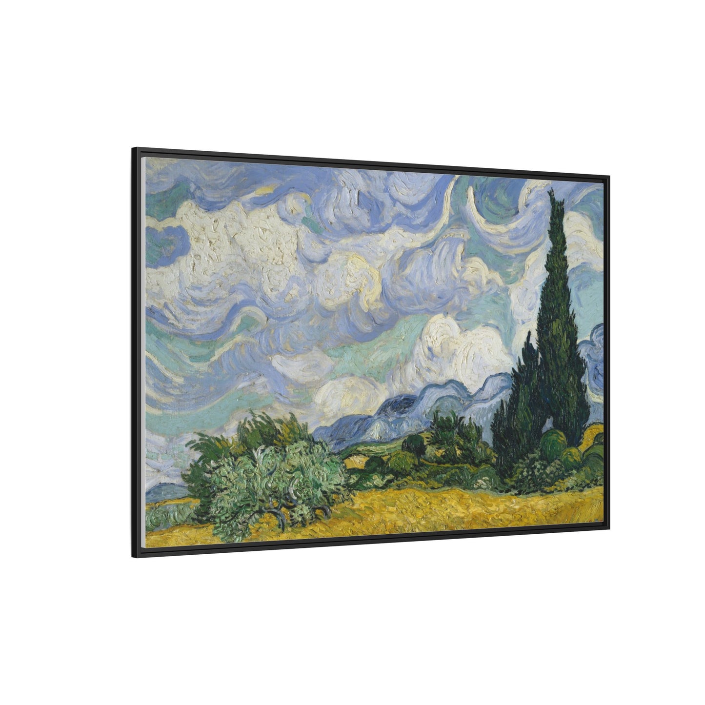 Van Gogh - Wheat Field with Cypresses - Museum Collection - Framed Canvas Print