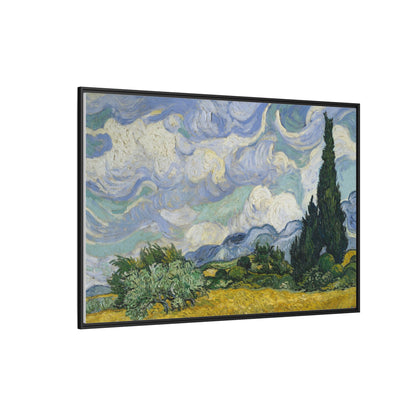 Van Gogh - Wheat Field with Cypresses - Museum Collection - Framed Canvas Print