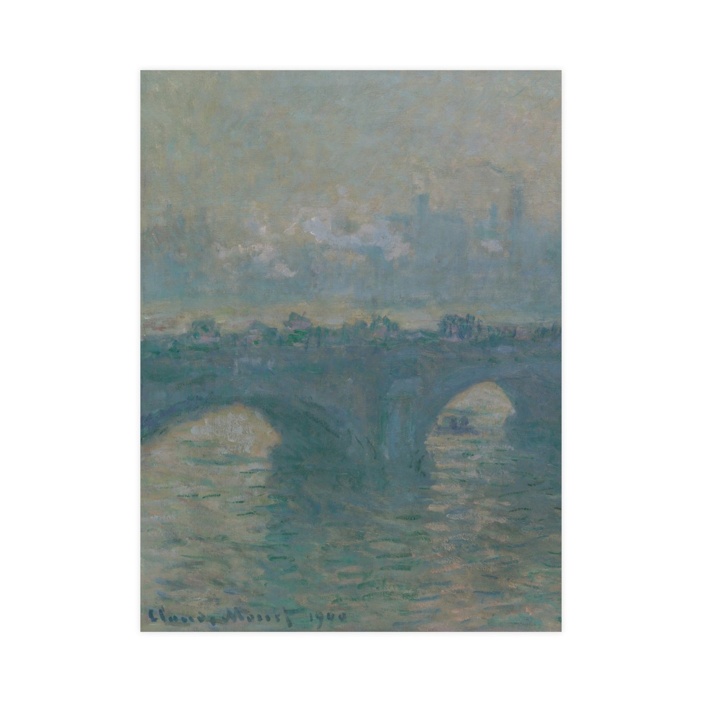 Waterloo Bridge Gray Weather - Monet Fine Art Poster