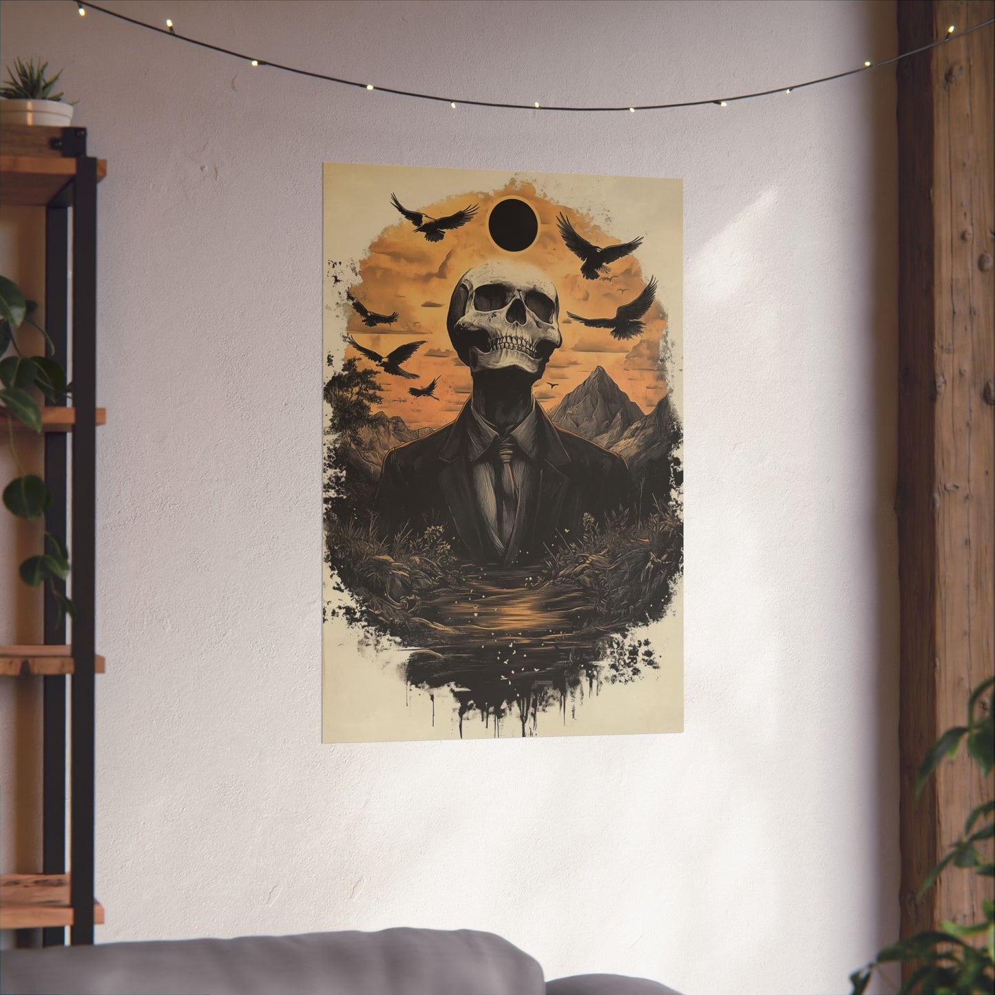 Mystic Black Sun Skull Gothic Poster - Dark Art - Fine Art Prints - Wall Art