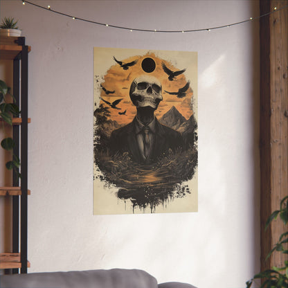 Mystic Black Sun Skull Gothic Poster - Dark Art - Fine Art Prints - Wall Art