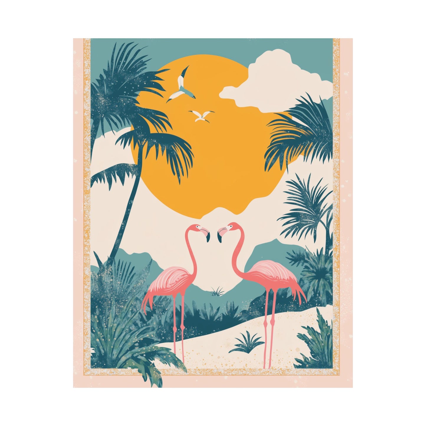 Welcome to Miami - Tropical Flamingo Poster - Boho Wall Art - Bohemian Art Prints - Home Décor