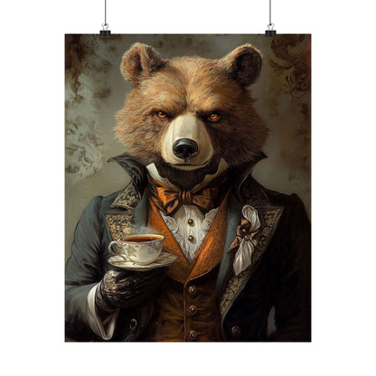 Well, Excuse Me - The Gentleman - Bear Portrait - Whimsical Animals - Poster - Unique Wall Art