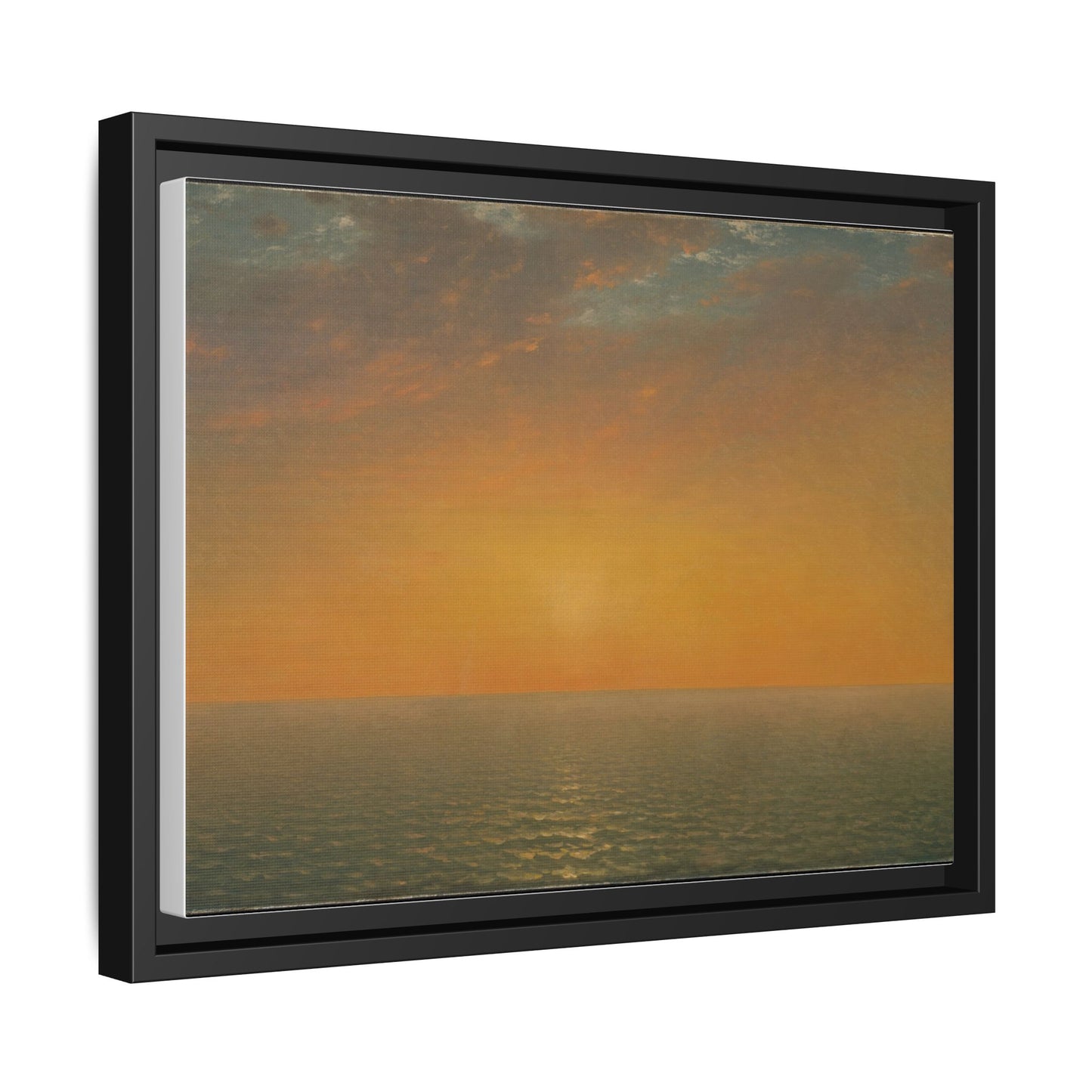 John Frederick Kensett : Sunset on the Sea (1872) - Museum Collection - Framed Canvas Print