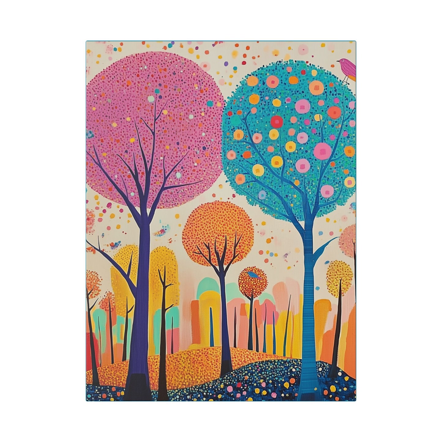 Happy Polka Dot Trees - Delight in Nature Series - Fine Art Print on Canvas