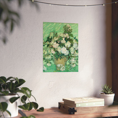 White Roses Painting - Fine Art Prints - Vintage Painting Prints - Elegant Floral - Matte Vertical Poster - White Roses Art Print