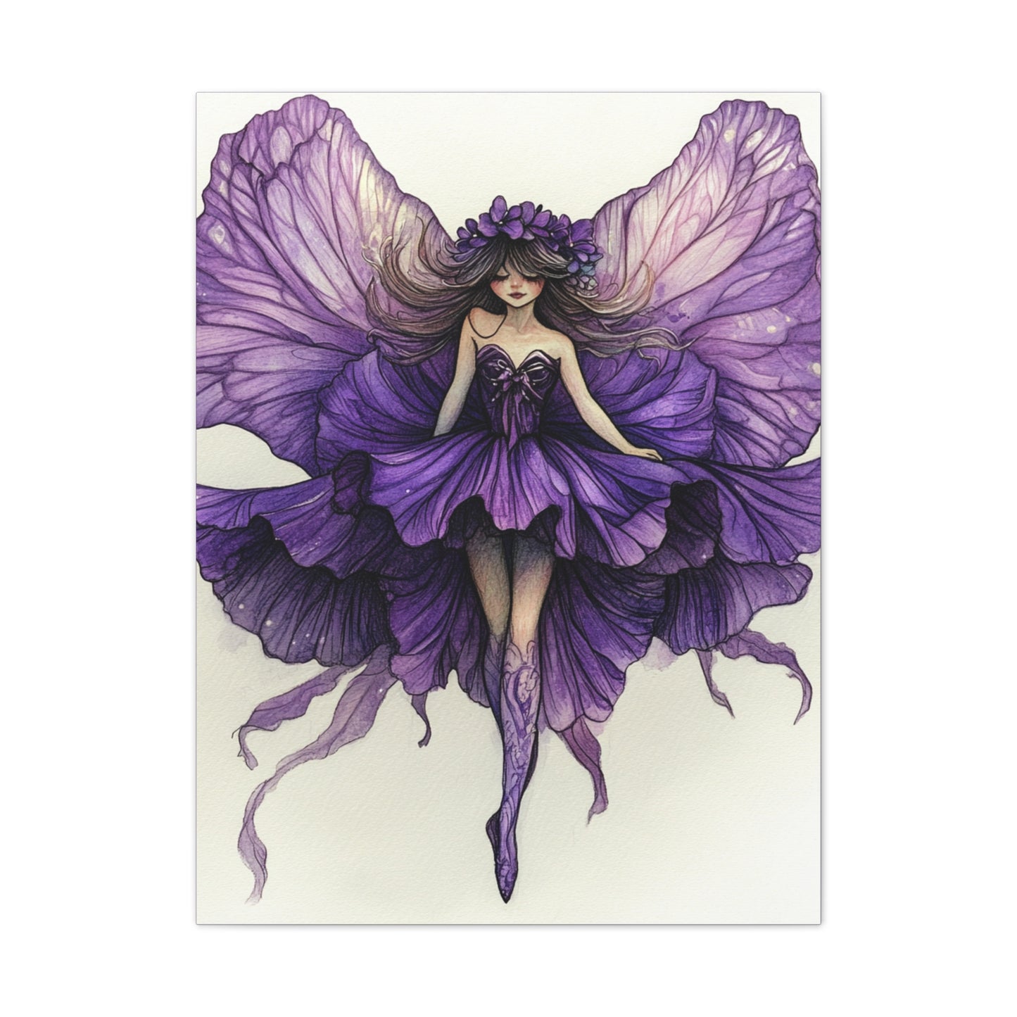 A Violet Affair - Fairies & Flowers Collection - Wall Art - on Canvas